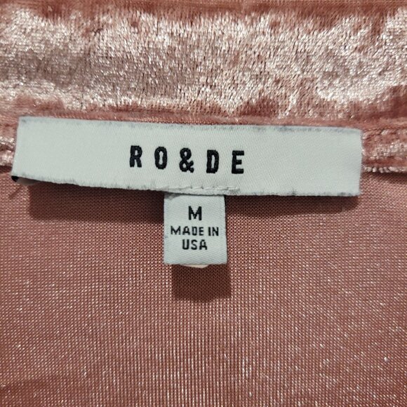 Ro&De Velvet Crewneck Top Gathered Cuff Salmon Pink Sz M Medium - Picture 5 of 8